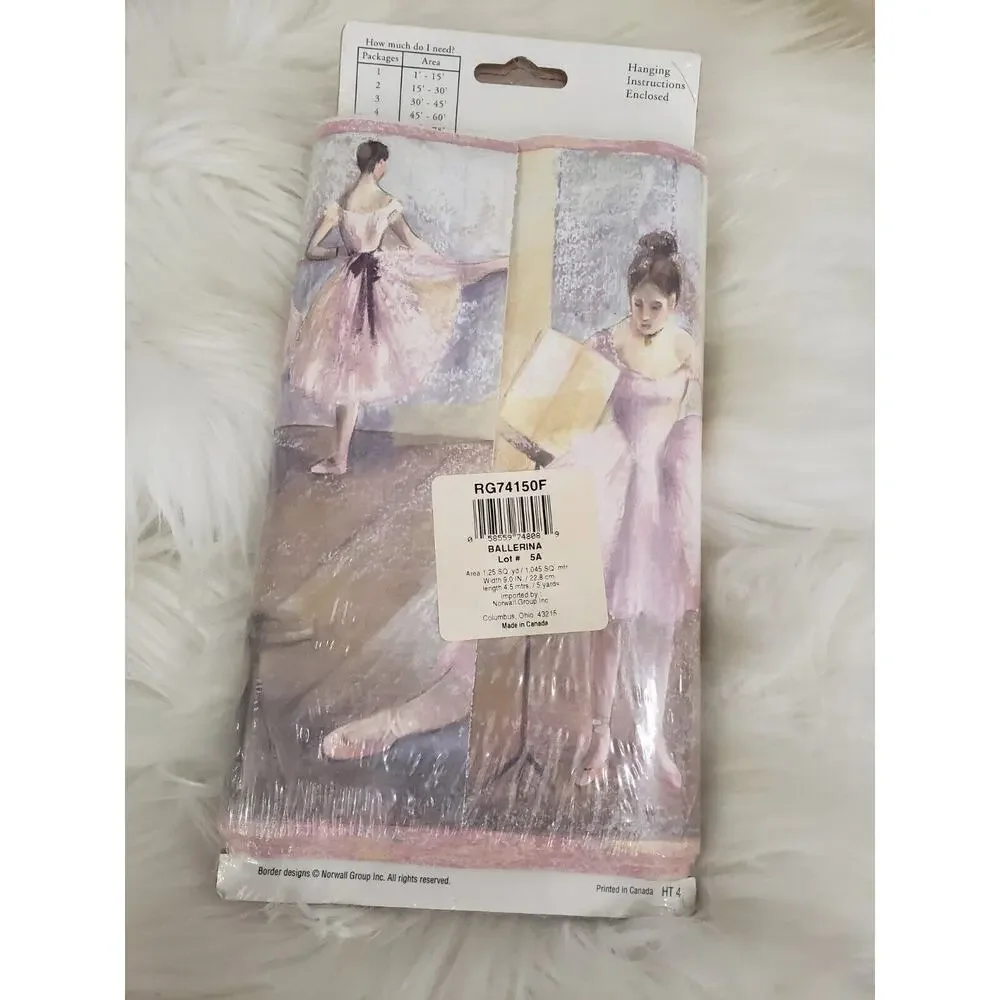 Home Trends Kids Wall Border Pink Ballerina Dancers Wallpaper Ballet Class Decor